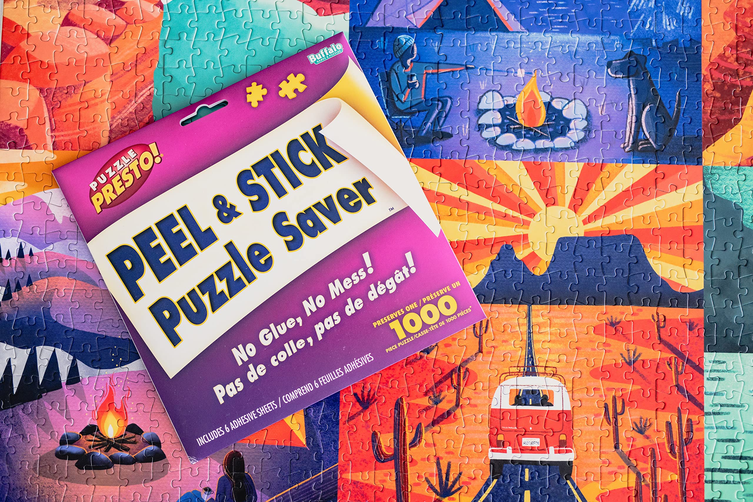 (2 Pack)Puzzle Presto! Peel & Stick Puzzle Saver: The Original and Still The Best Way to Preserve Your Finished Puzzle! 12 Adhesive Sheets and 4 Adhesive Hangars. Preserve Two1000 Piece Puzzles! Multi - Image 6
