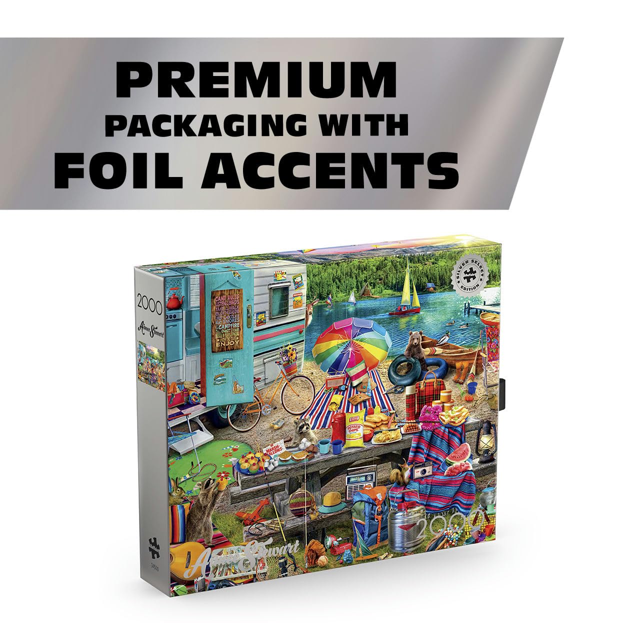 Buffalo Games - Aimee Stewart Family Campsite 2000 Piece Jigsaw Puzzle, Colorful Camping Artwork, Cozy Outdoor Scene - Image 3