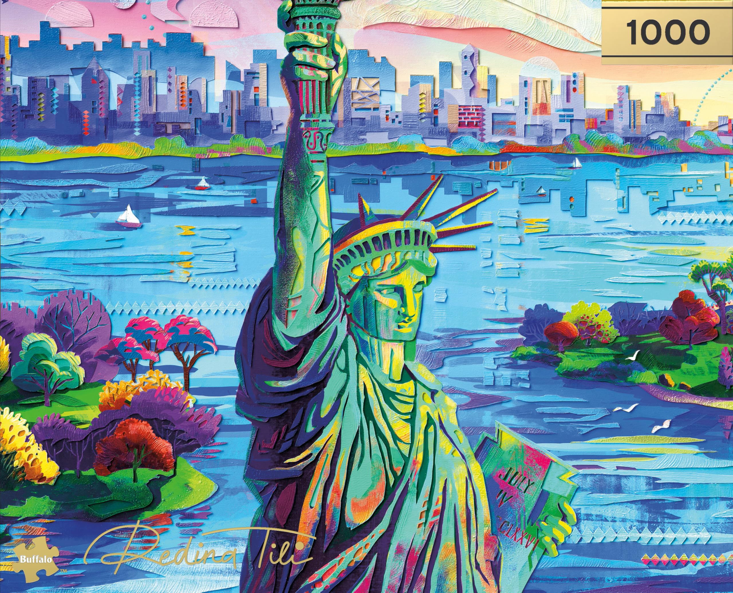 Buffalo Games – Celebrate Liberty 1000 Piece Jigsaw Puzzle for Adults, Gold Collection Statue of Liberty Puzzle by Redina Tili - Image 5
