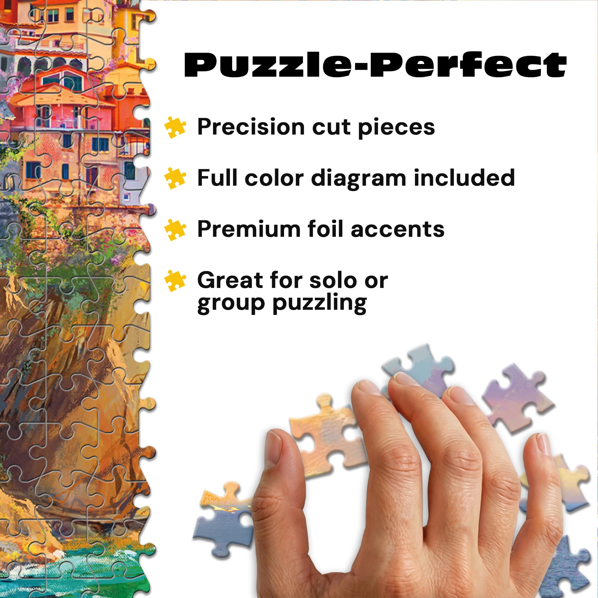 Buffalo Games – Cinque Terre Seas – 1000 Piece Jigsaw Puzzle - Premium Gold Collection​ Giftable Puzzle for Adults – Precision-Cut Pieces, Beautiful Artwork, and Hours of Relaxing Fun - Image 4
