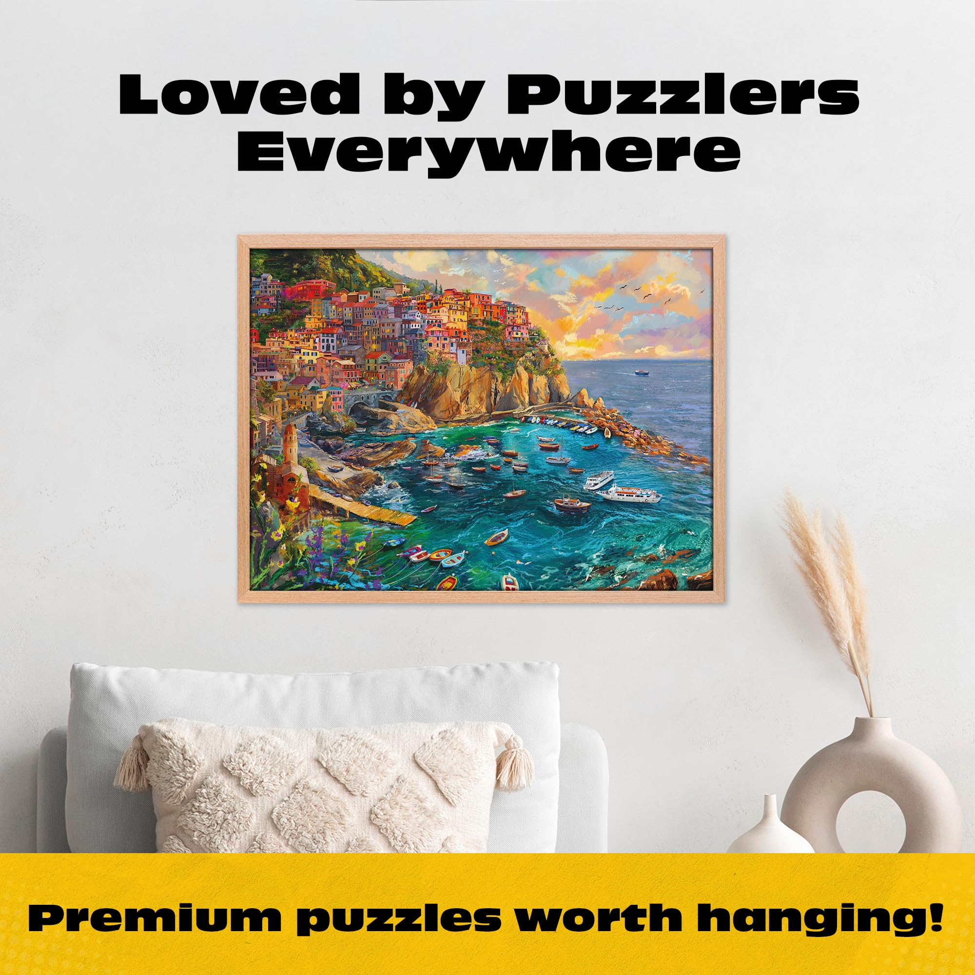 Buffalo Games – Cinque Terre Seas – 1000 Piece Jigsaw Puzzle - Premium Gold Collection​ Giftable Puzzle for Adults – Precision-Cut Pieces, Beautiful Artwork, and Hours of Relaxing Fun - Image 6