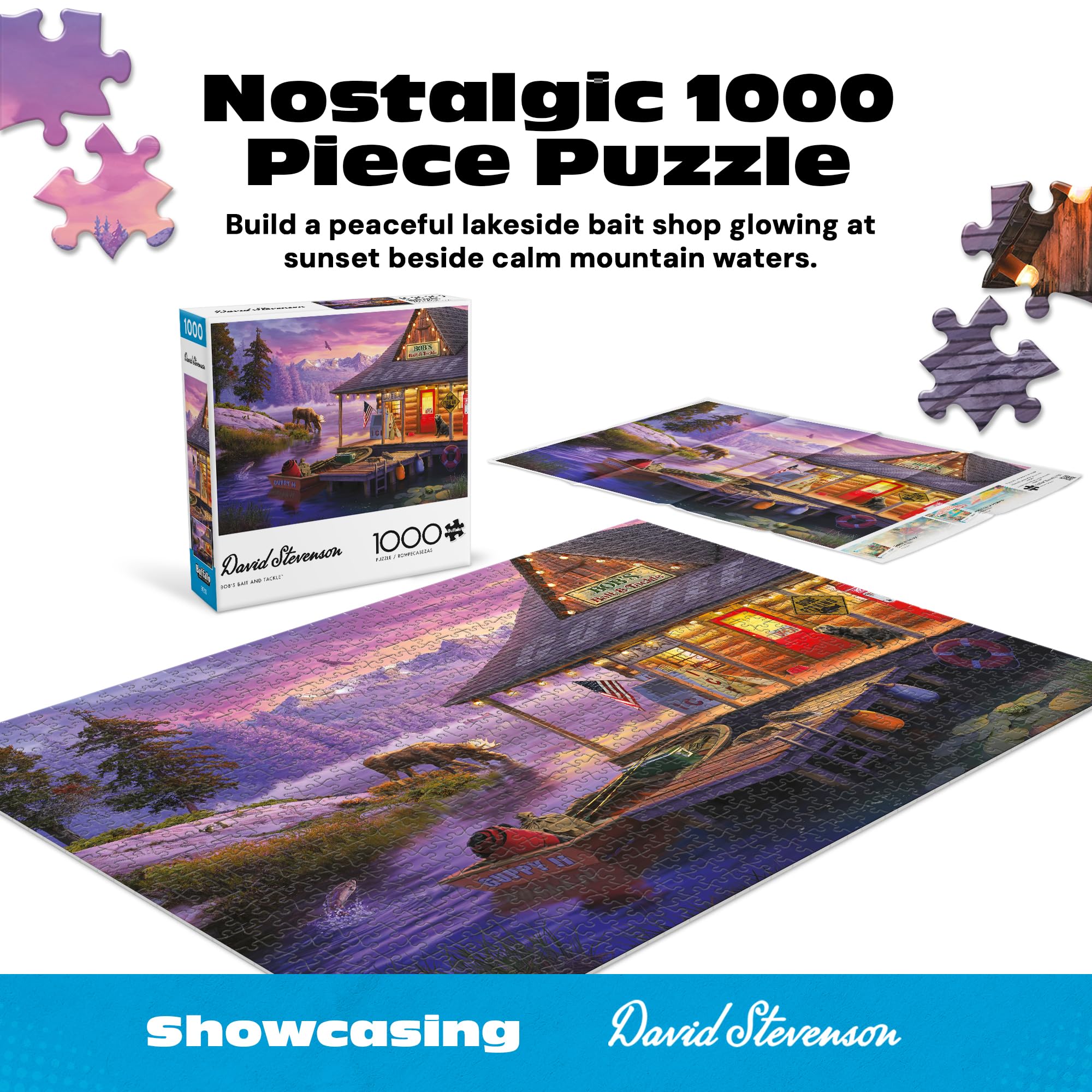 Buffalo Games - David Stevenson - Bob's Bait & Tackle - 1000 Piece Jigsaw Puzzle for Adults Challenging Puzzle Perfect for Game Nights - Finished Puzzle Size is 26.75 x 19.75 - Image 3