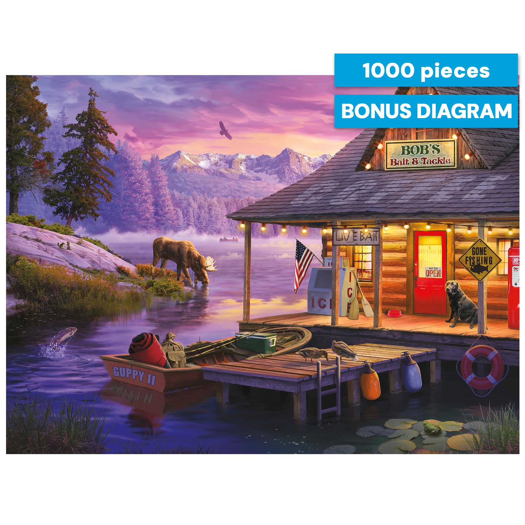 Buffalo Games - David Stevenson - Bob's Bait & Tackle - 1000 Piece Jigsaw Puzzle for Adults Challenging Puzzle Perfect for Game Nights - Finished Puzzle Size is 26.75 x 19.75 - Image 7
