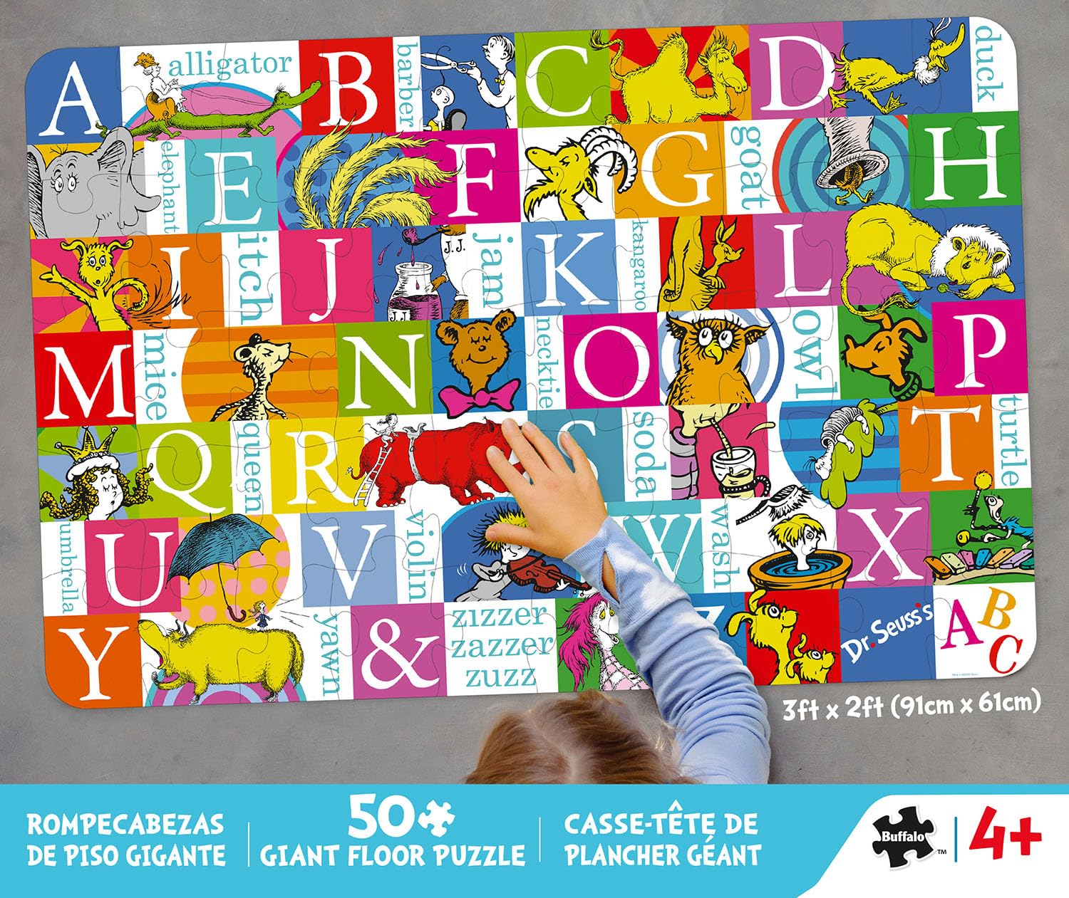 Buffalo Games Dr. Seuss Alphabet 50 PC Floor Puzzle - Family Fun Extra Large Jigsaw - Finished Size is 3' x 2' - Image 4