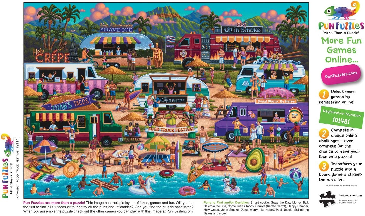 Buffalo Games - Heritage Artworks - Hawaiian Food Truck Festival - 2000 Piece Jigsaw Puzzle for Adults -Challenging Puzzle Perfect for Game Nights - Finished Size is 38.50 x 26.50 - Image 5