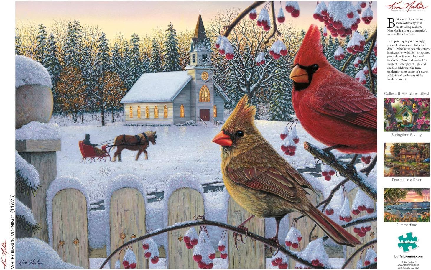 Buffalo Games – Kim Norlien - White Crimson Morning - 1000 Piece Christmas Jigsaw Puzzle - Festive Holiday Puzzle for Adults – Precision-Cut Pieces, Winter Artwork, and Hours of Fun - Image 5