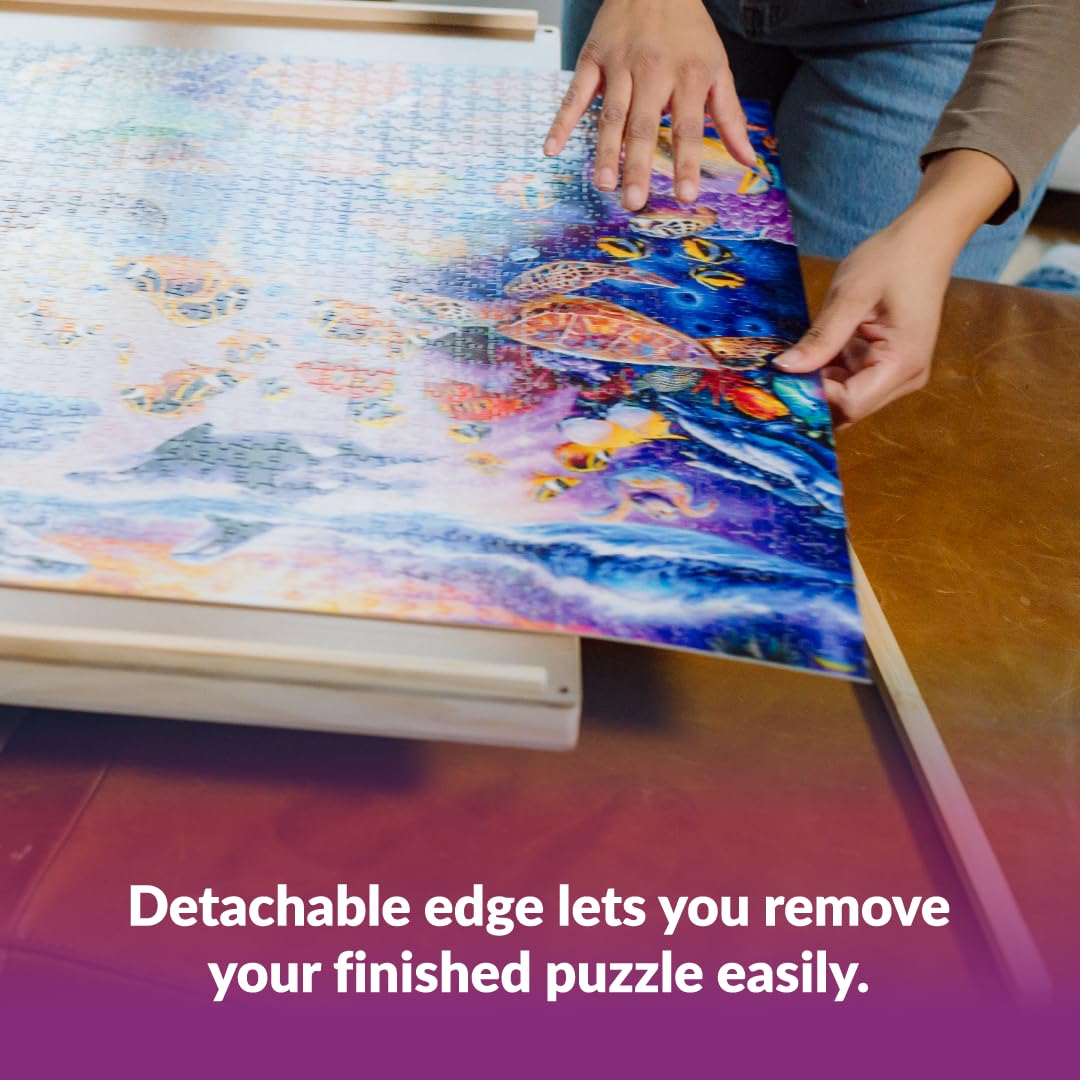 Buffalo Games - Puzzle Table - Jumbo Size for Standard 2000pc Jigsaw Puzzles - 40"x 31" Working Area - Drawers with Dividers - Preassembled Except Drawer Handles - Image 3