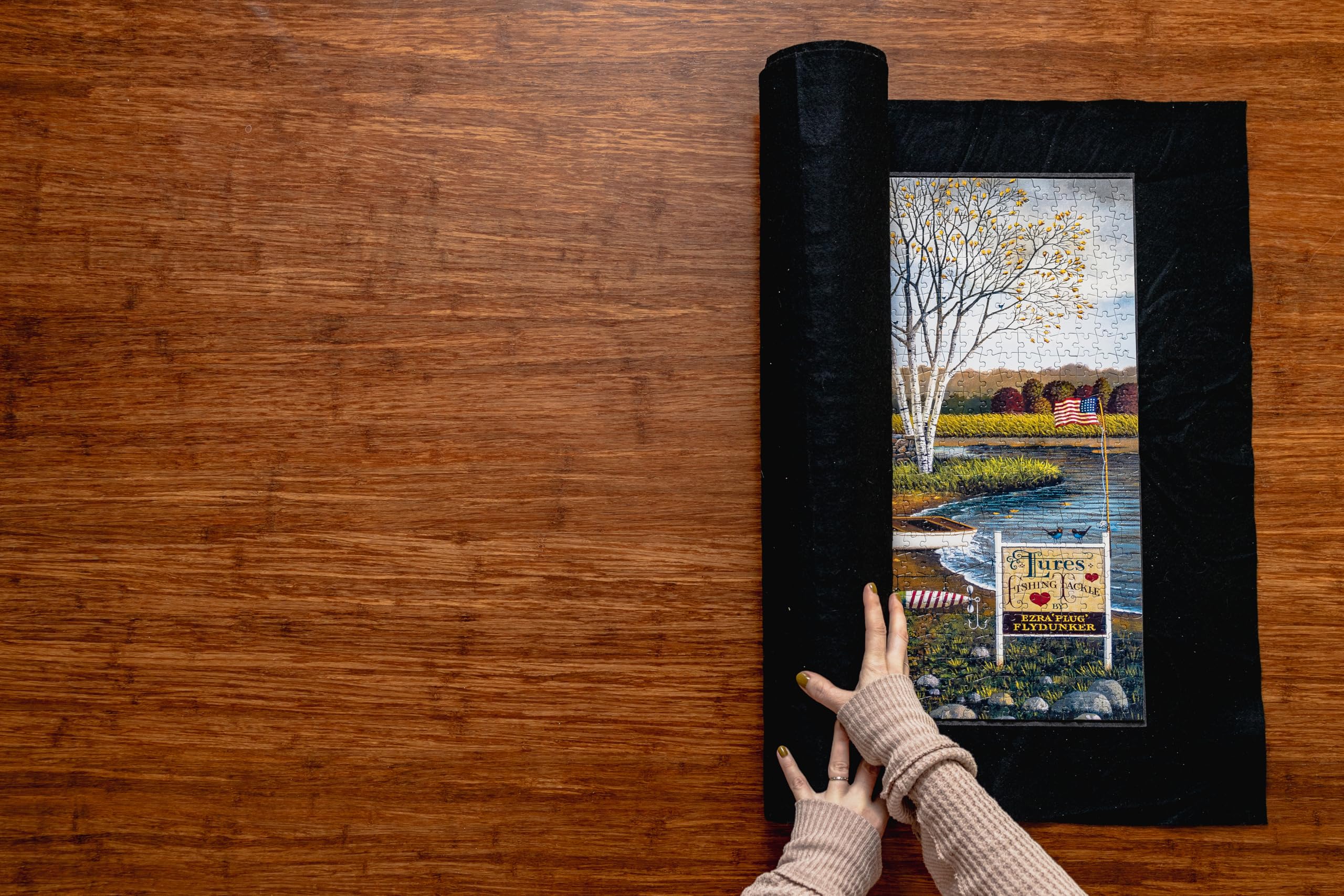 Buffalo Games - Roll-Up Puzzle Mat - Puzzle Saver and Assembly Accessory - Felt Mat - Fits up to 1500 Piece Puzzle - Black - Image 4