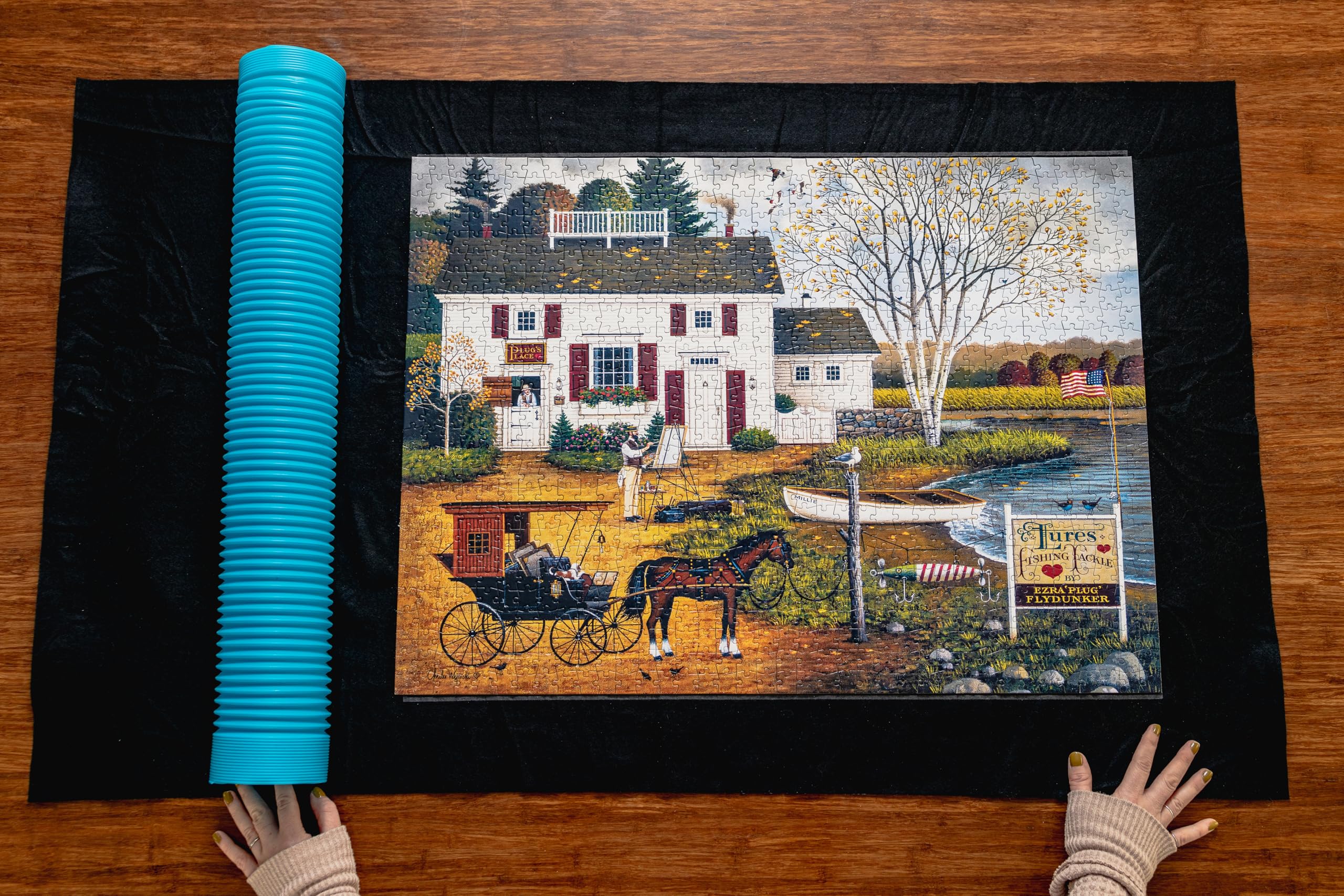 Buffalo Games - Roll-Up Puzzle Mat - Puzzle Saver and Assembly Accessory - Felt Mat - Fits up to 1500 Piece Puzzle - Black - Image 5