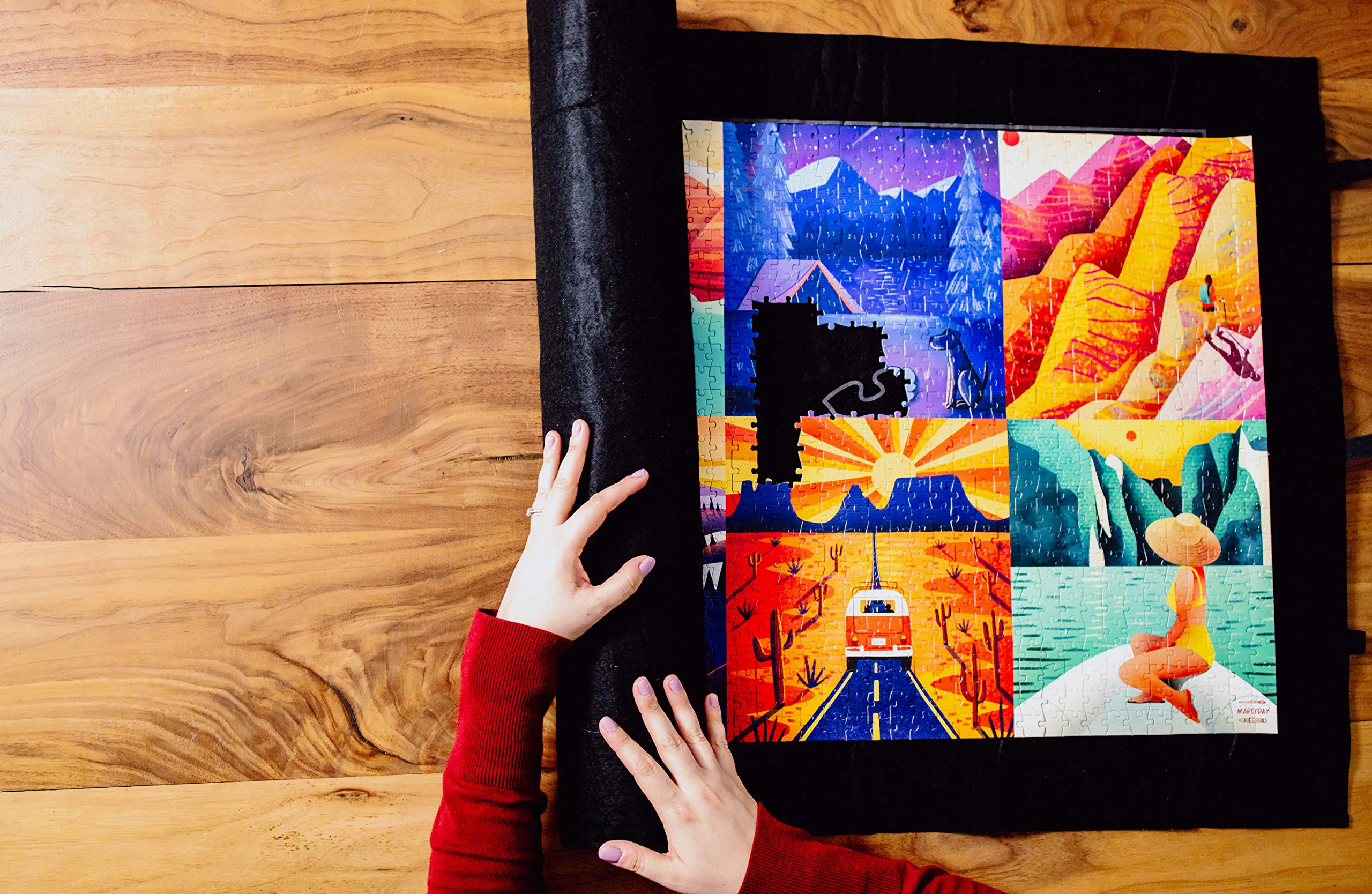 Buffalo Games - Roll-Up Puzzle Mat - Puzzle Saver and Assembly Accessory - Felt Mat - Fits up to 1500 Piece Puzzle - Black - Image 6