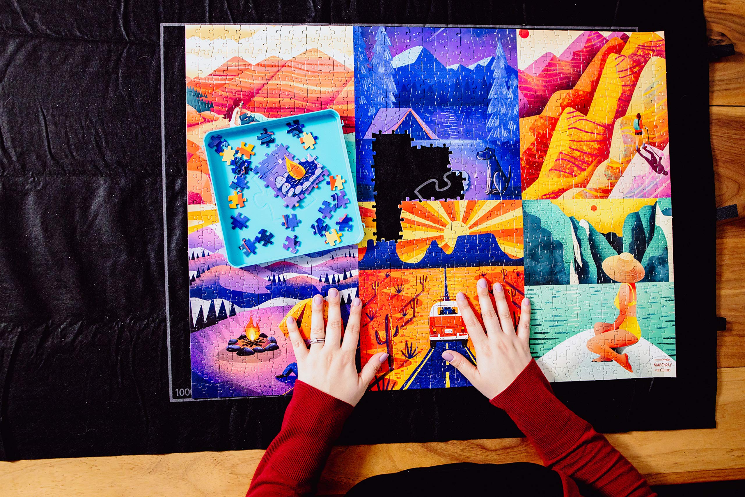 Buffalo Games - Roll-Up Puzzle Mat - Puzzle Saver and Assembly Accessory - Felt Mat - Fits up to 1500 Piece Puzzle - Black - Image 7