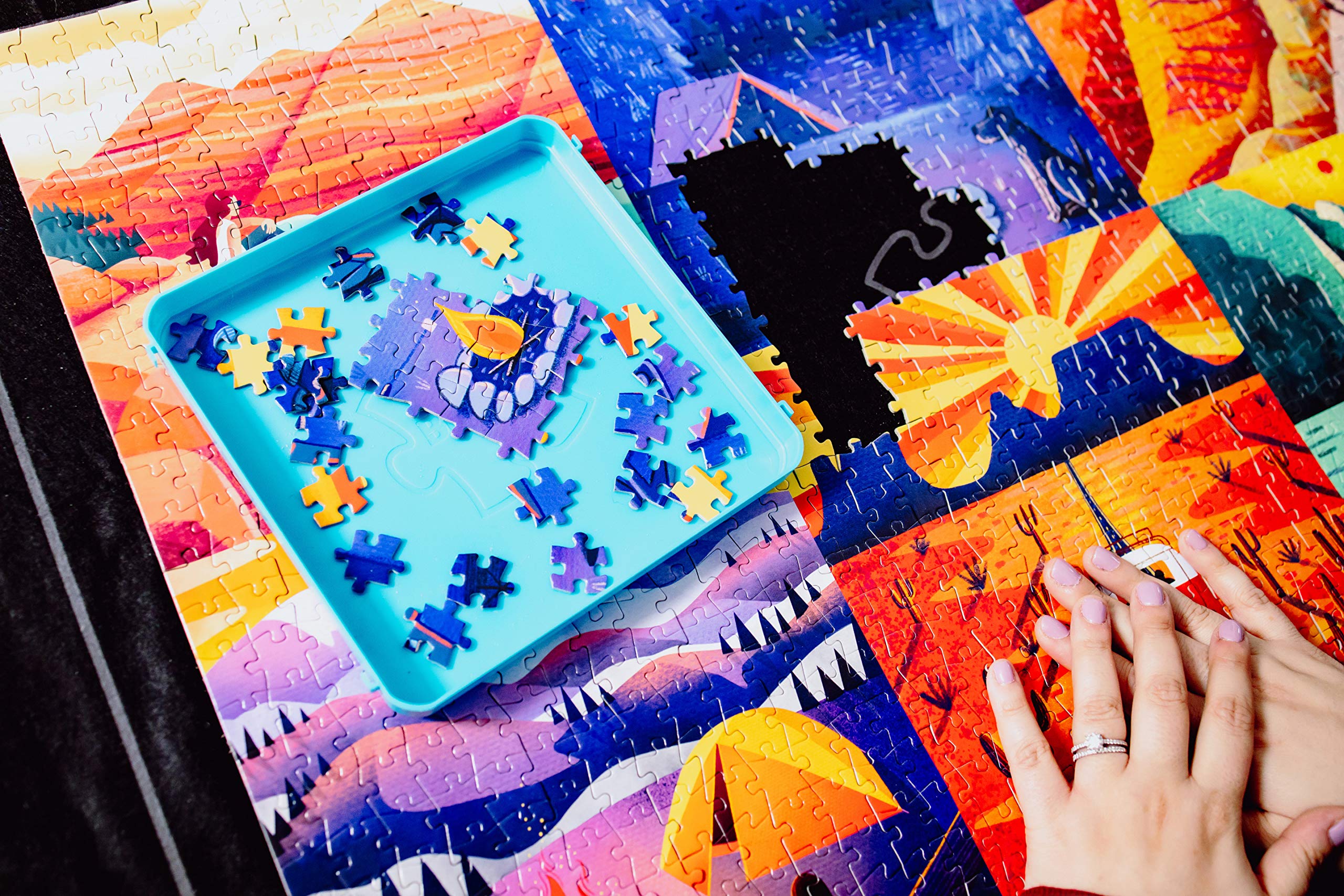 Buffalo Games - Roll-Up Puzzle Mat - Puzzle Saver and Assembly Accessory - Felt Mat - Fits up to 1500 Piece Puzzle - Black - Image 8