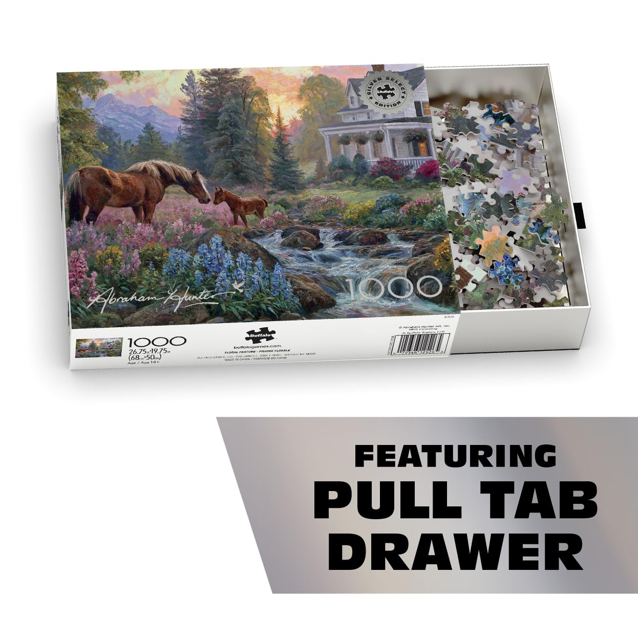 Buffalo Games - Silver Select - Abraham Hunter - Floral Pasture - 1000 Piece Jigsaw Puzzle for Adults -Challenging Puzzle Perfect for Game Nights - Precision-Cut Pieces - Image 4