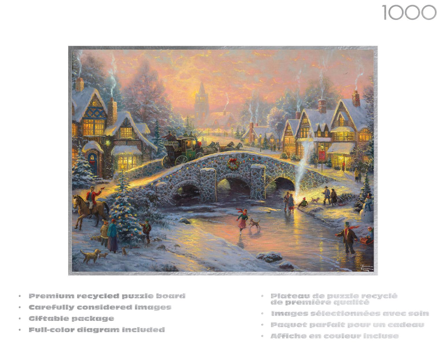 Buffalo Games – Thomas Kinkade - Spirit of Christmas - 1000 Piece Silver Select Jigsaw Puzzle - Festive Holiday Puzzles for Adults – Precision-Cut Pieces, Winter Artwork, Relaxing Fun - Image 3