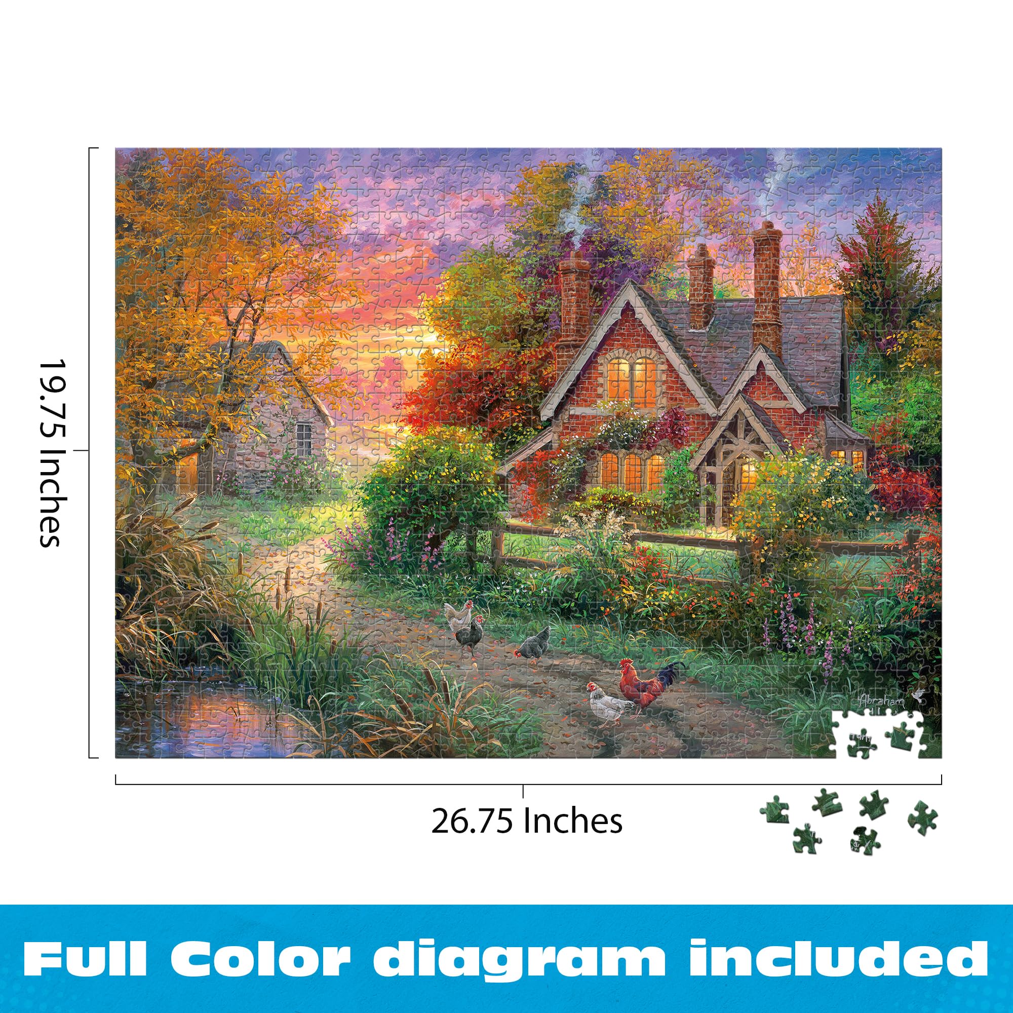 Buffalo Games - Warmth of Home - Abraham Hunter - 1000 Piece Jigsaw Puzzle for Adults - Autumn Countryside Cottage Art with Fall Colors and Cozy Evening Imagery - Image 3