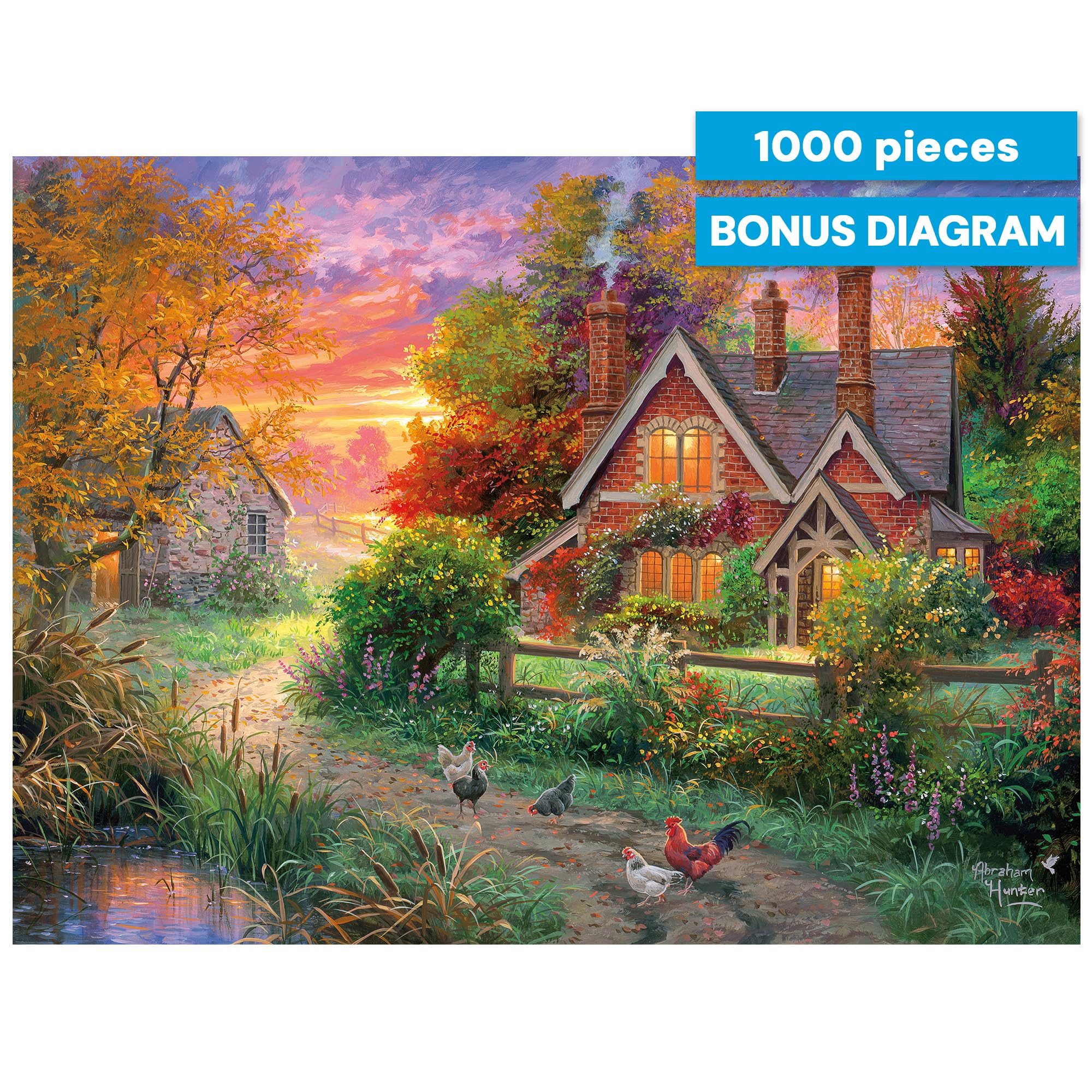 Buffalo Games - Warmth of Home - Abraham Hunter - 1000 Piece Jigsaw Puzzle for Adults - Autumn Countryside Cottage Art with Fall Colors and Cozy Evening Imagery - Image 7