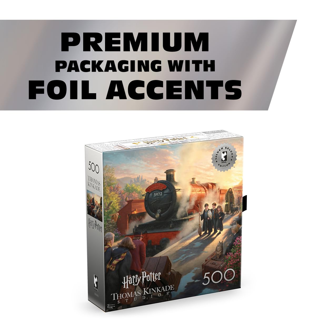 Ceaco - 500 Piece Silver Select Thomas Kinkade Hogwarts Express Jigsaw Puzzle Challenging and Colorful Puzzle for Adults – Precision-Cut Pieces, Beautiful Artwork, and Hours of Relaxing Fun - Image 3