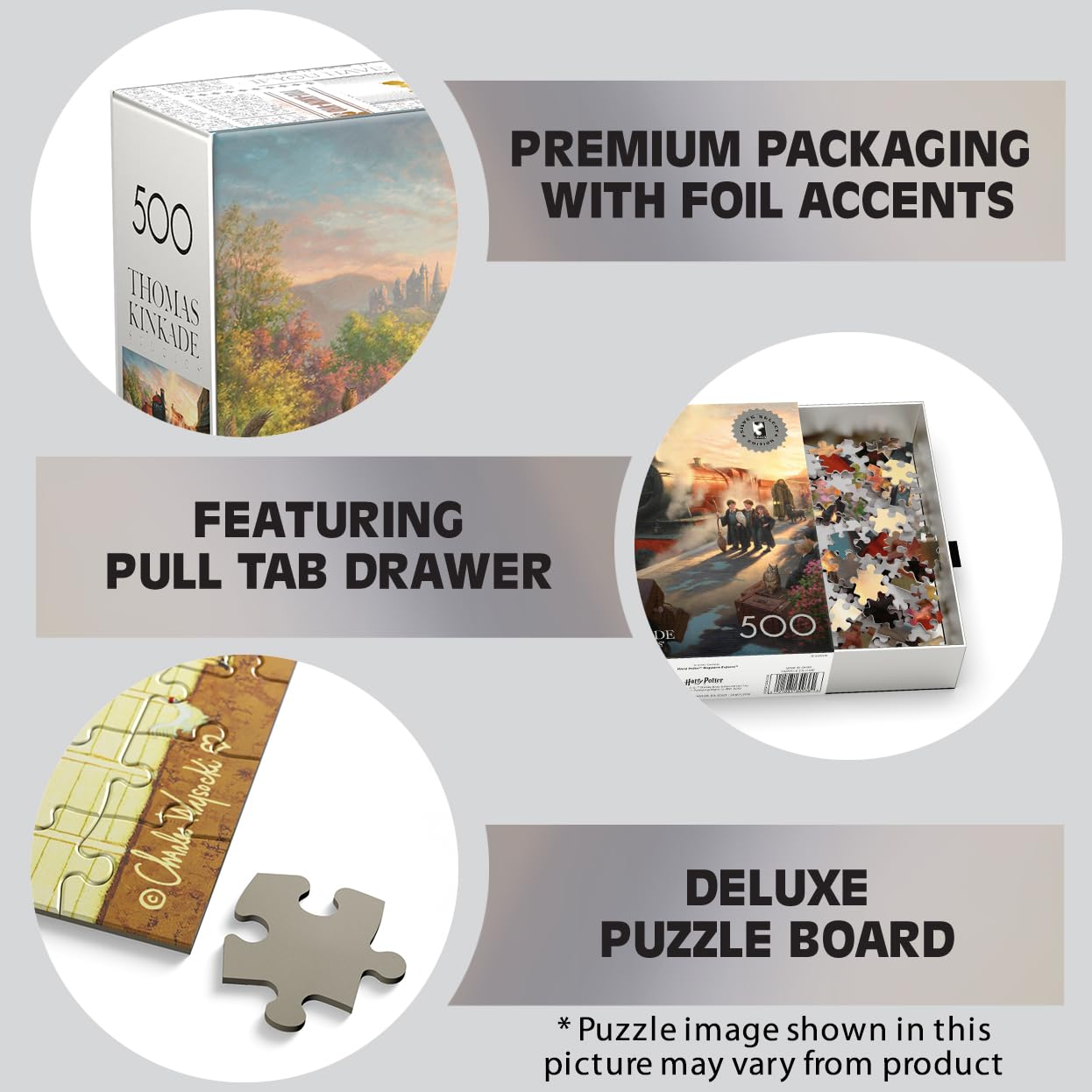 Ceaco - 500 Piece Silver Select Thomas Kinkade Hogwarts Express Jigsaw Puzzle Challenging and Colorful Puzzle for Adults – Precision-Cut Pieces, Beautiful Artwork, and Hours of Relaxing Fun - Image 5