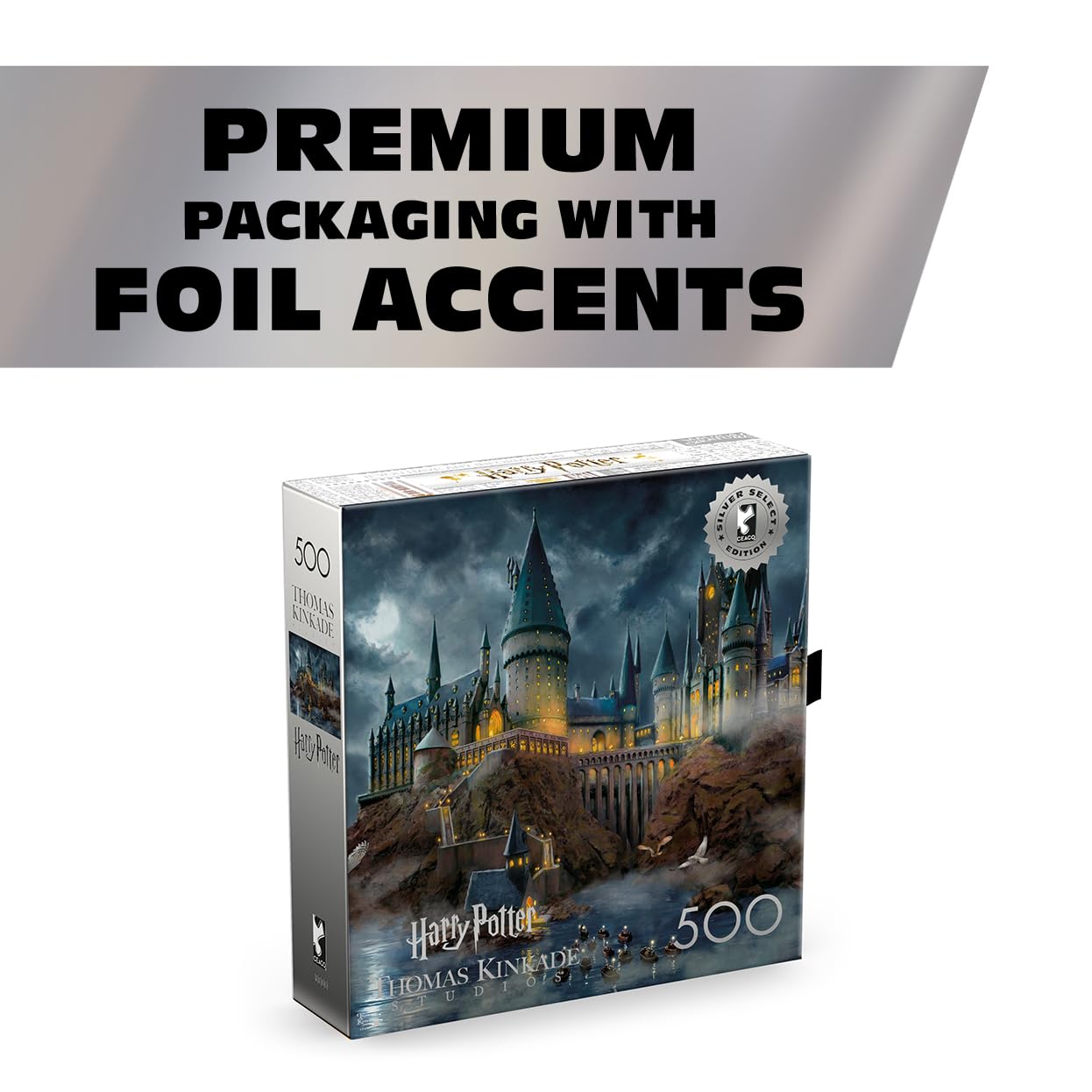 Ceaco 500 Piece Thomas Kinkade Hogwarts Castle Puzzle for Adults, Silver Select - 500 Piece Jigsaw Puzzle - Challenging and Colorful Puzzle for Adults – Precision-Cut Pieces, Beautiful Artwork - Image 3