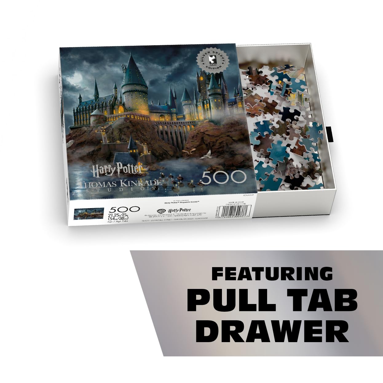 Ceaco 500 Piece Thomas Kinkade Hogwarts Castle Puzzle for Adults, Silver Select - 500 Piece Jigsaw Puzzle - Challenging and Colorful Puzzle for Adults – Precision-Cut Pieces, Beautiful Artwork - Image 4