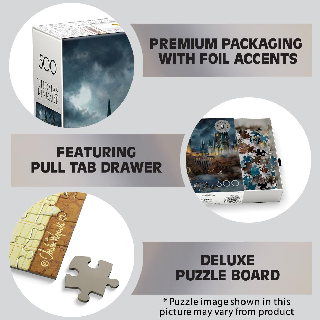 Ceaco 500 Piece Thomas Kinkade Hogwarts Castle Puzzle for Adults, Silver Select - 500 Piece Jigsaw Puzzle - Challenging and Colorful Puzzle for Adults – Precision-Cut Pieces, Beautiful Artwork - Image 5