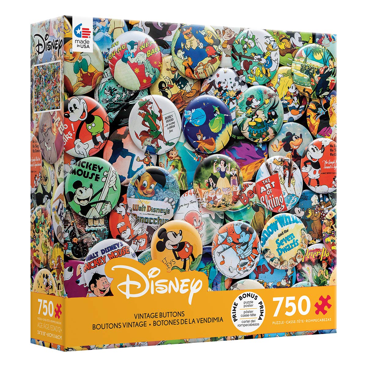 Ceaco - Disney - Vintage Buttons - 750 Piece Jigsaw Puzzle - Image 3