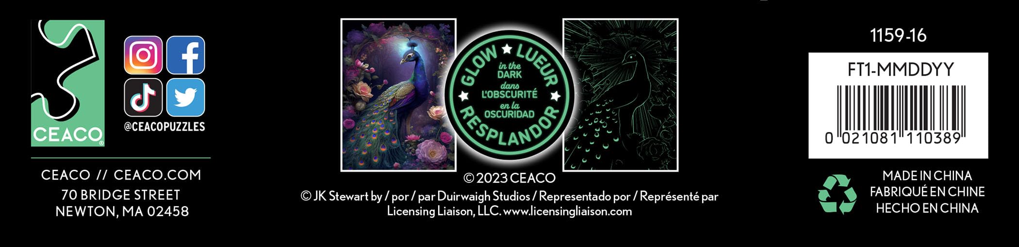 Ceaco - Glow in The Dark - Peacock Glow - 750 Piece Jigsaw Puzzle - Image 6