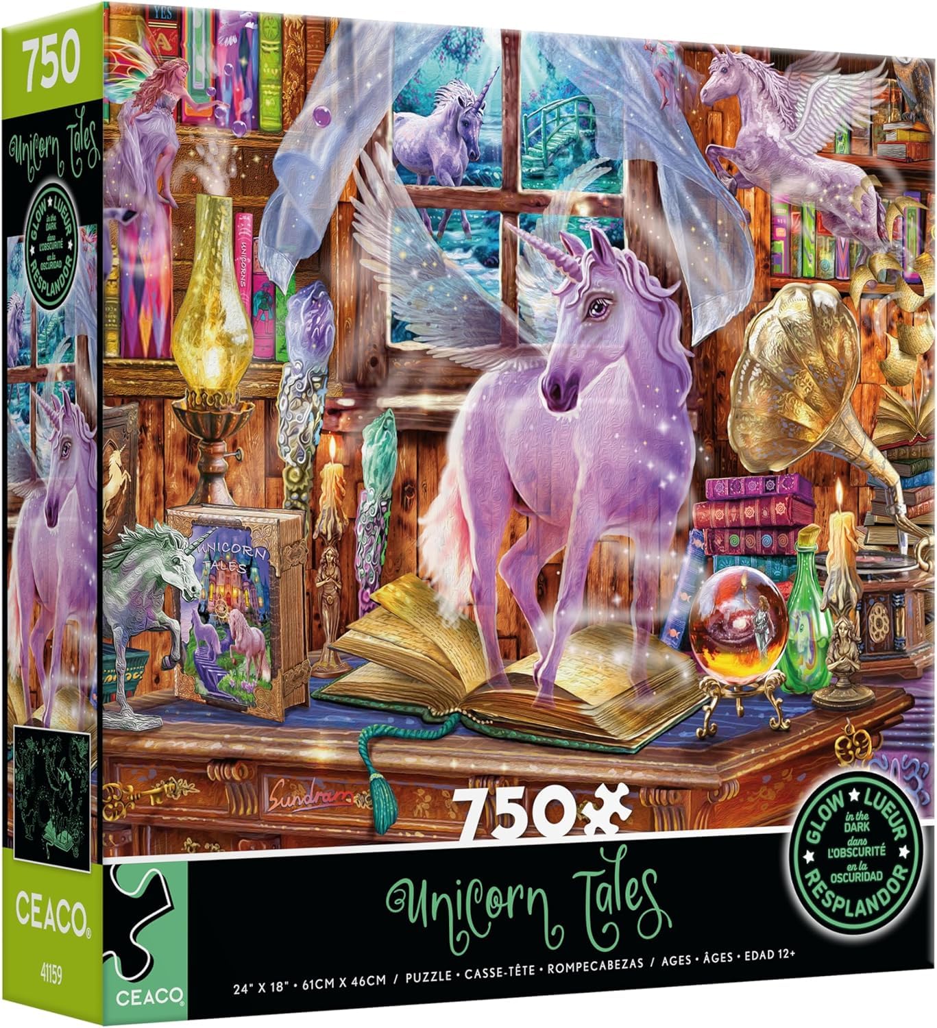 Ceaco - Glow in The Dark - Unicorn Tails - 750 Piece Jigsaw Puzzle - Image 3