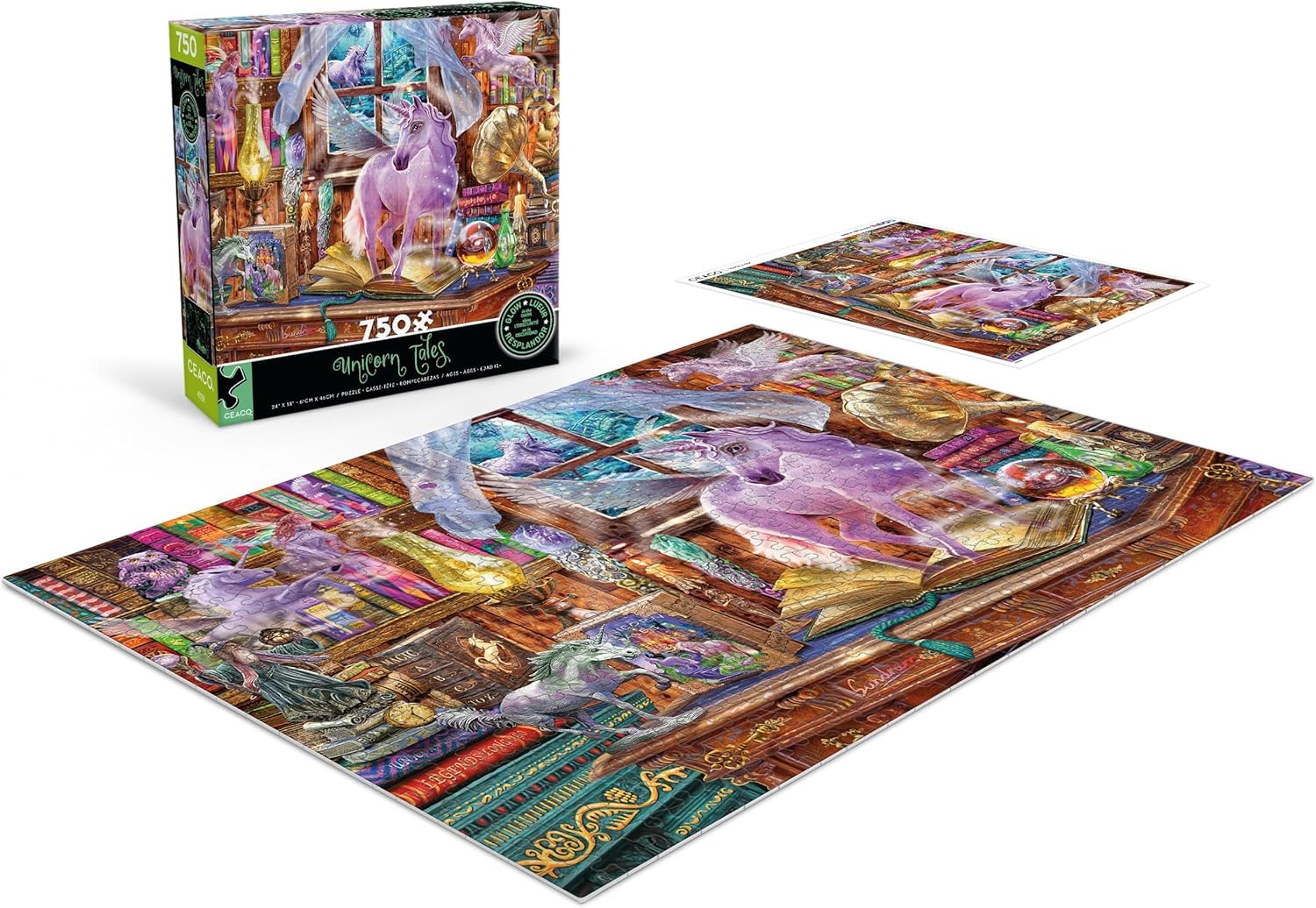 Ceaco - Glow in The Dark - Unicorn Tails - 750 Piece Jigsaw Puzzle - Image 4