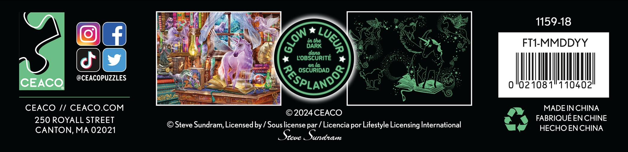 Ceaco - Glow in The Dark - Unicorn Tails - 750 Piece Jigsaw Puzzle - Image 7