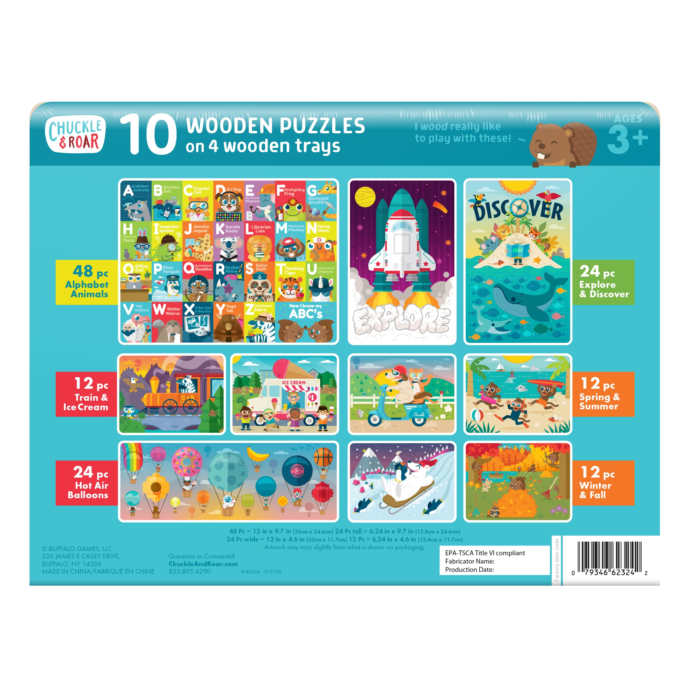 Chuckle and Roar - Toddler Puzzle Set Ages 2-4 – Colorful Preschool Learning Puzzles for Kids – Large Pieces Educational Toy for Fine Motor Skills & Early Brain Development - Image 3