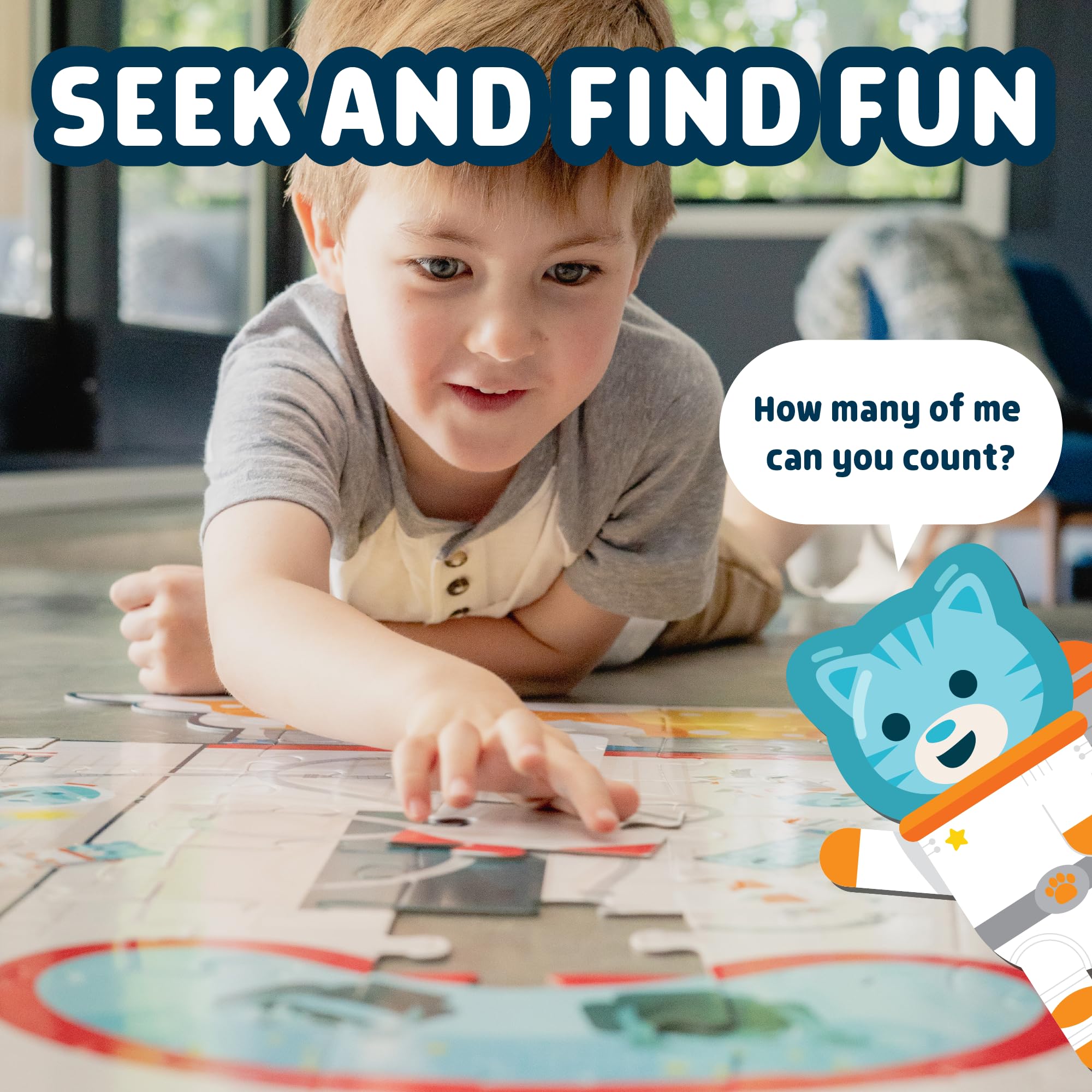 Chuckle & Roar Dinosaur Glow Floor Puzzle 50 Piece Kids Puzzle - Giant 2 x 3 Foot Glow in The Dark Preschool Puzzle - Large Pieces for Ages 4+ - Educational Dinosaur Puzzle for Screen Free Time - Image 4