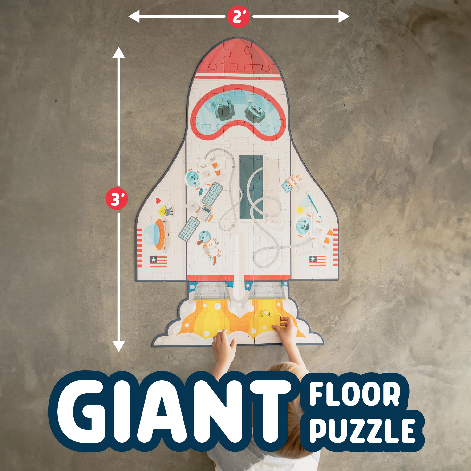 Chuckle & Roar Dinosaur Glow Floor Puzzle 50 Piece Kids Puzzle - Giant 2 x 3 Foot Glow in The Dark Preschool Puzzle - Large Pieces for Ages 4+ - Educational Dinosaur Puzzle for Screen Free Time - Image 6