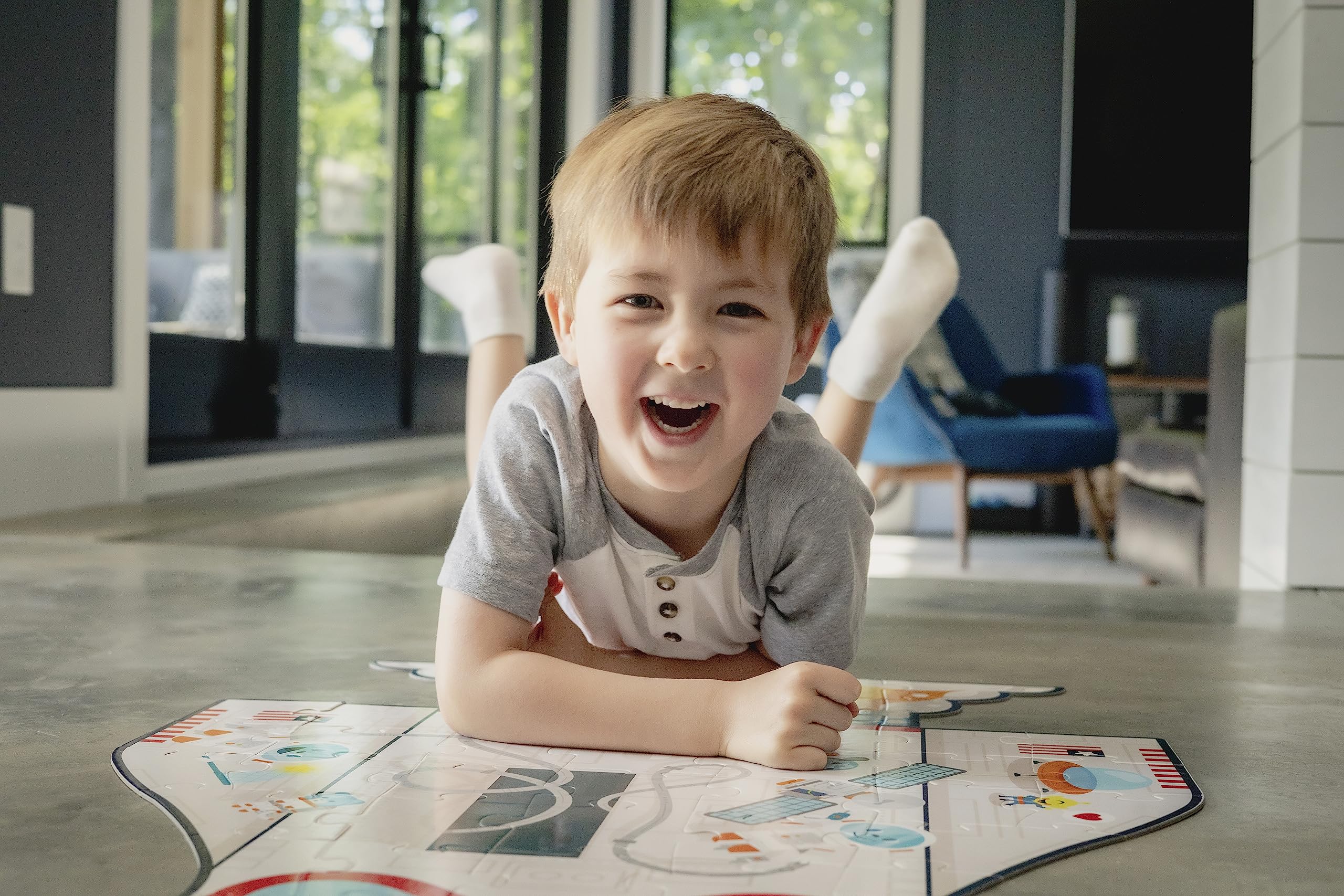 Chuckle & Roar Dinosaur Glow Floor Puzzle 50 Piece Kids Puzzle - Giant 2 x 3 Foot Glow in The Dark Preschool Puzzle - Large Pieces for Ages 4+ - Educational Dinosaur Puzzle for Screen Free Time - Image 7