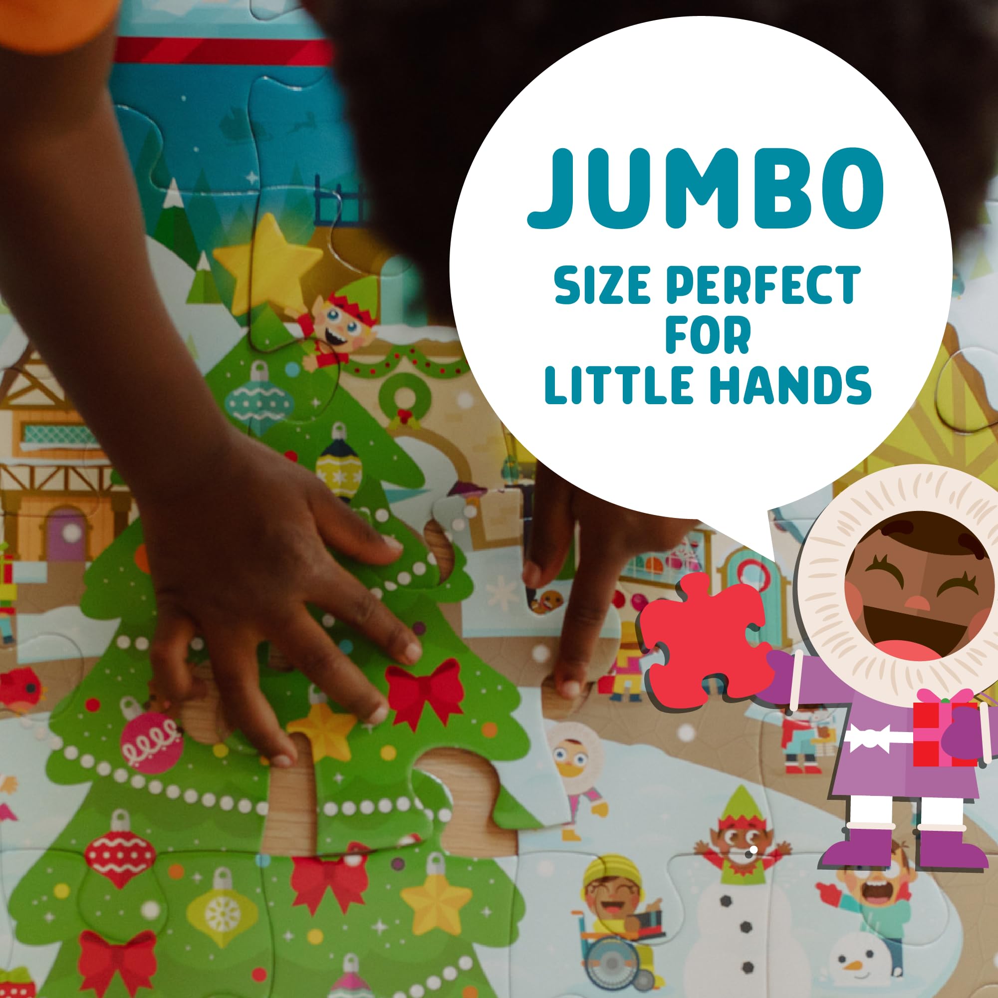 Chuckle & Roar Preschool Puzzles - Large Kids Floor Puzzle - Christmas Village Seek & Find - 50 Piece Giant 3ft x 2ft Ages 4+ - Image 3