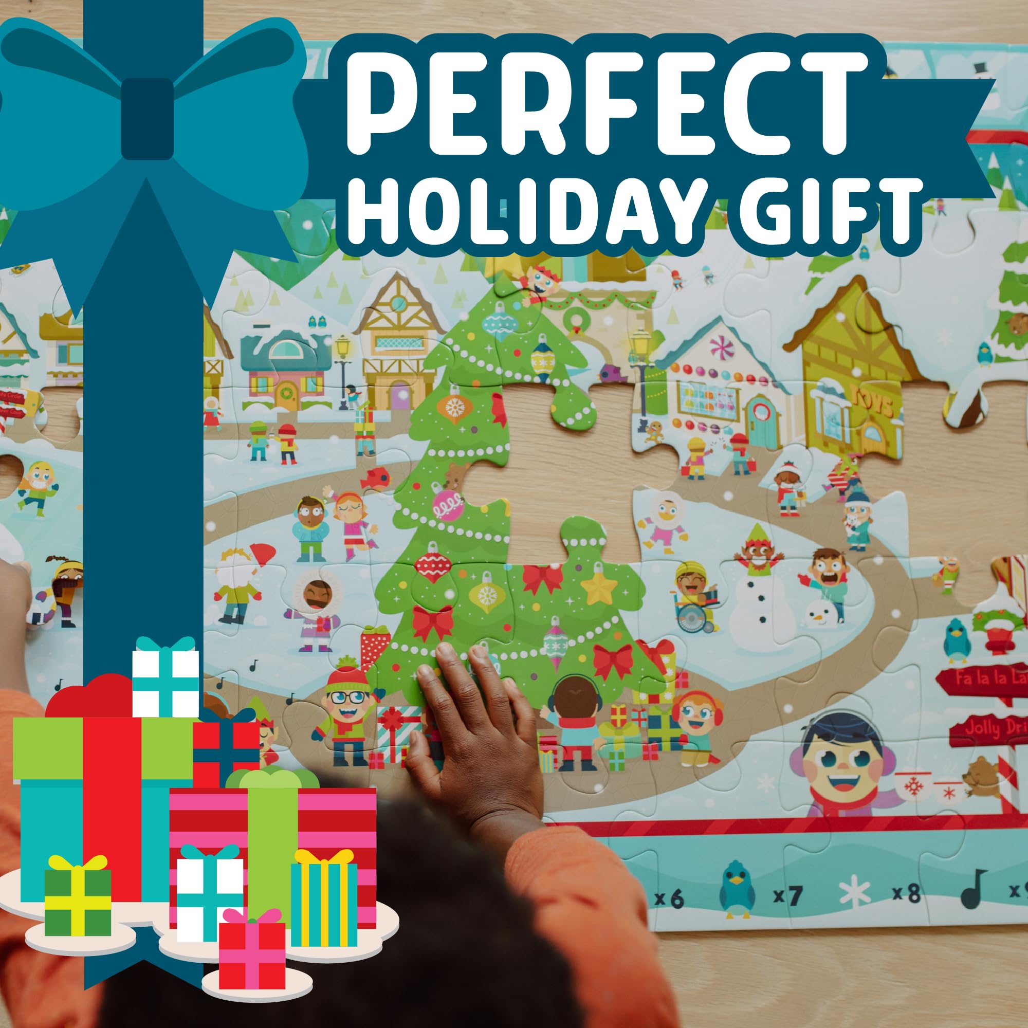 Chuckle & Roar Preschool Puzzles - Large Kids Floor Puzzle - Christmas Village Seek & Find - 50 Piece Giant 3ft x 2ft Ages 4+ - Image 6