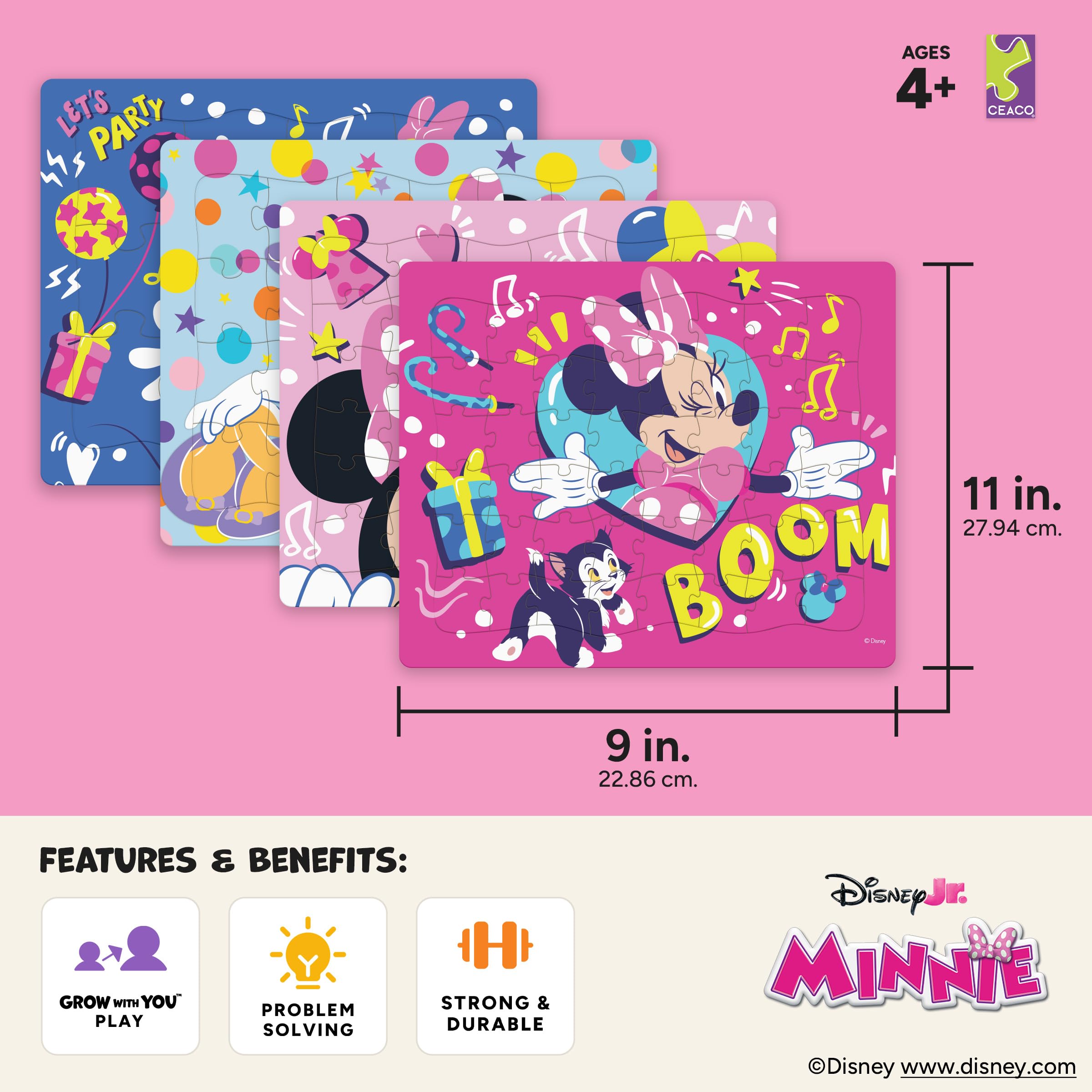 Disney Minnie Mouse - CEACO Tray Puzzles 4 Pack - Made for Kids Ages 4+ - Image 5