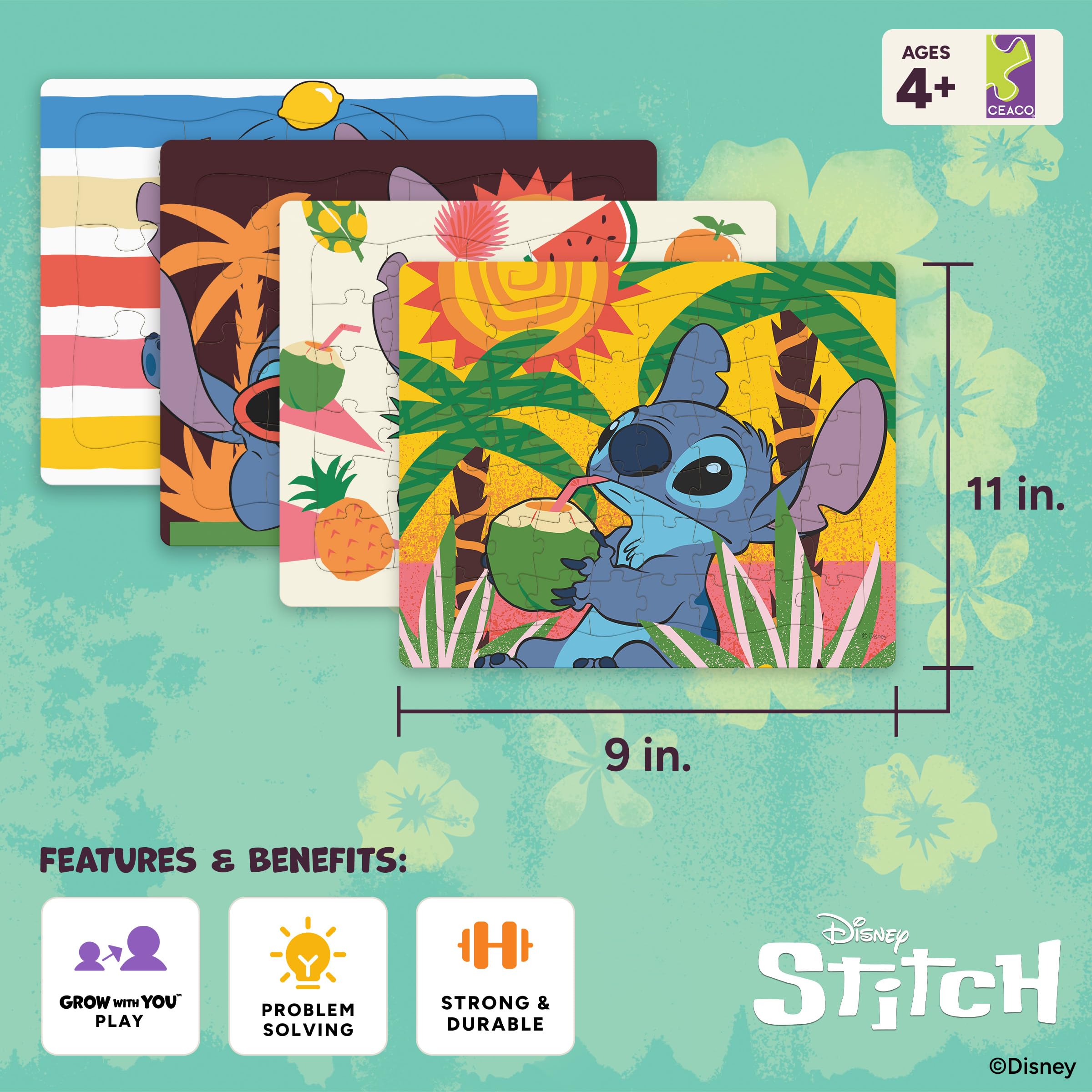 Disney Stitch - CEACO Tray Puzzles 4 Pack - Made for Kids Ages 4+ - Image 4
