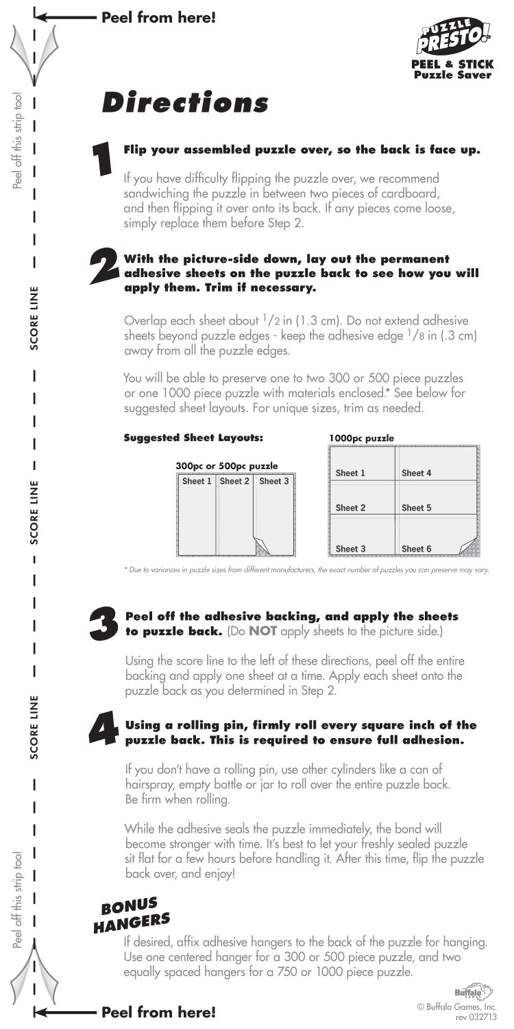 Puzzle Presto Peel & Stick Saver: The Original and Still the Best Way to Preserve Your Finished Puzzle! - 6 Adhesive Sheets and 2 Adhesive Hangers - Image 5